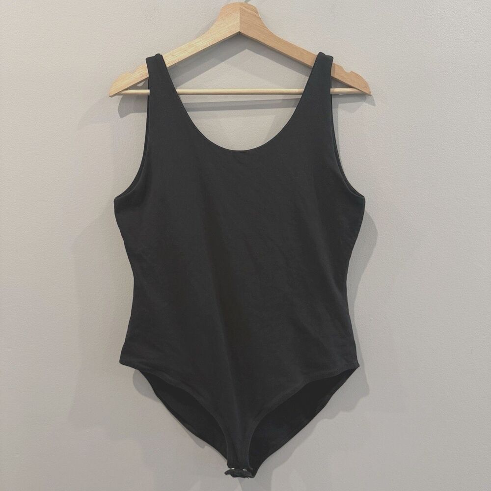 Pact Bodysuit Women's Organic Cotton Stretch Fit Tank Top Black XL Scoop Neck